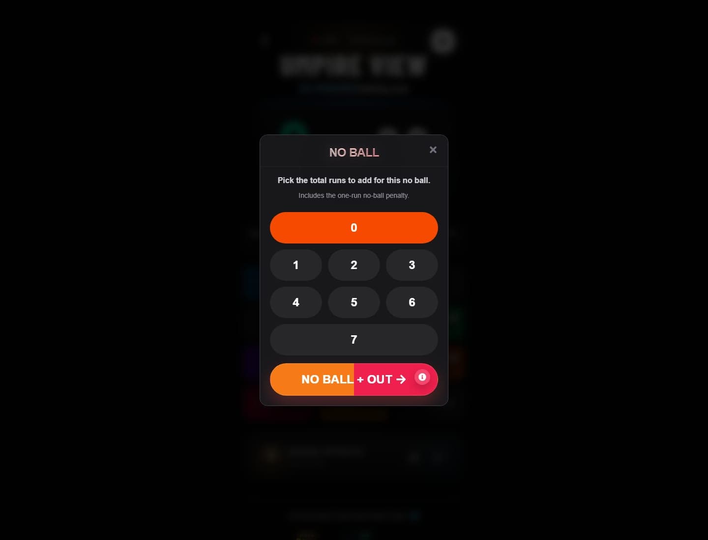 GV Cricket no-ball scoring function