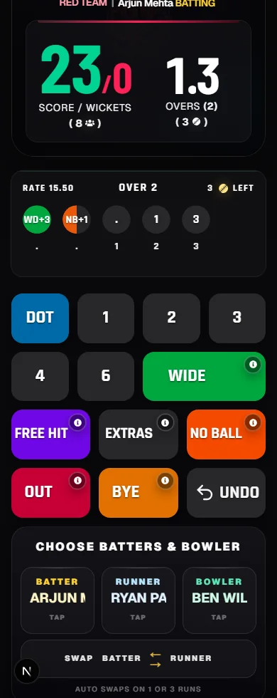 GV Cricket scoring and scoreboard proof