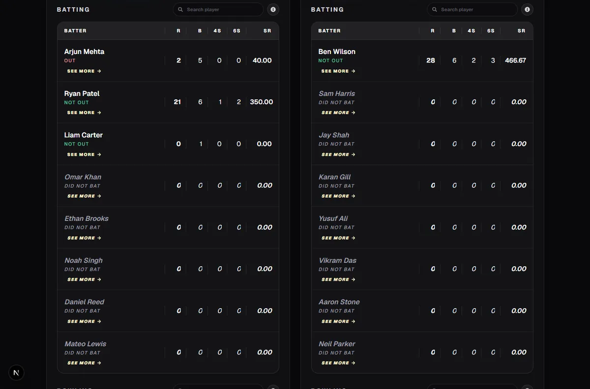 Match Images screenshot from GV Cricket