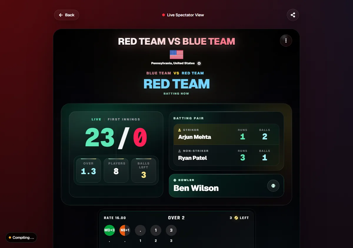 Scoreboard App screenshot from GV Cricket